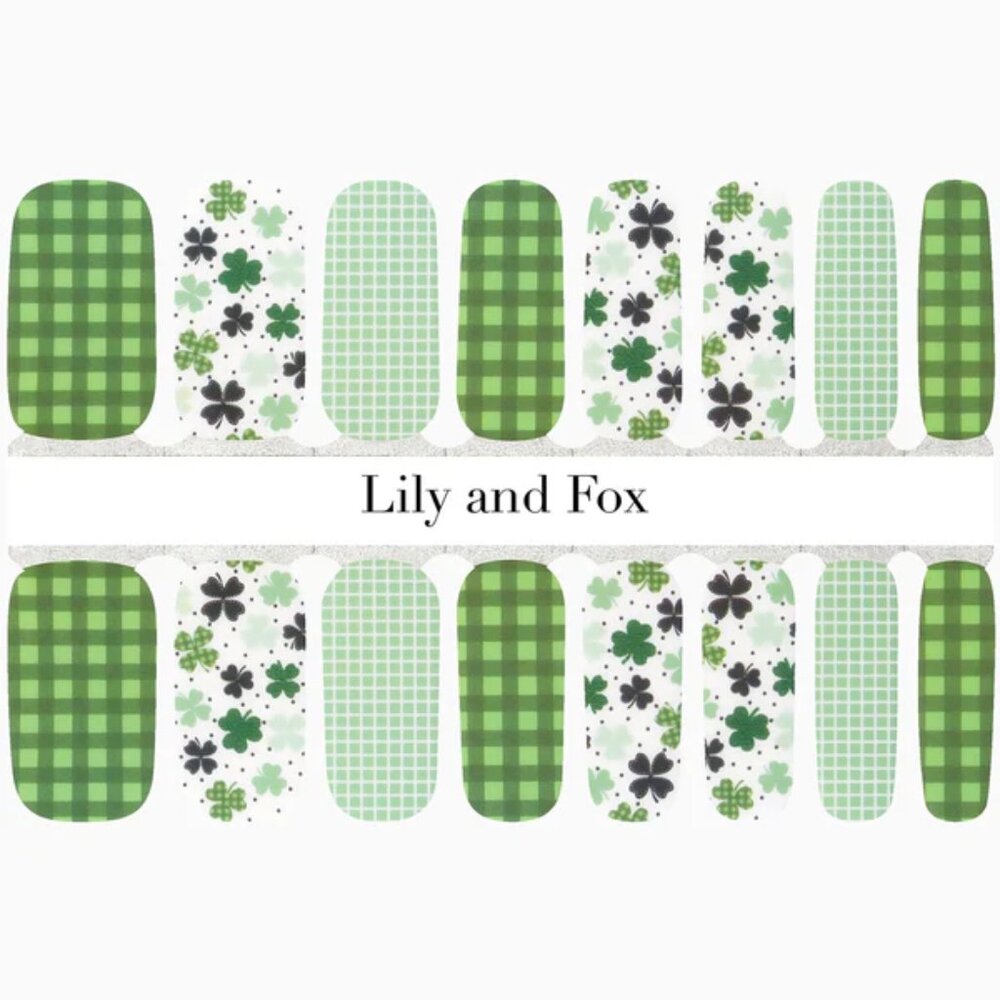 3 for 15 - LILY & FOX - SHE ROCKS SHAMROCK Nail Stickers Wrap Strips Green - Picture 2 of 11